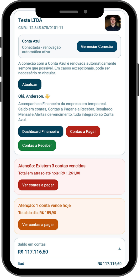 Tela inicial do Aplicativo Moyra Finanças